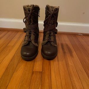 UGG Australia Ingrid Lace Up Lug Sole Stacked Heel Boot